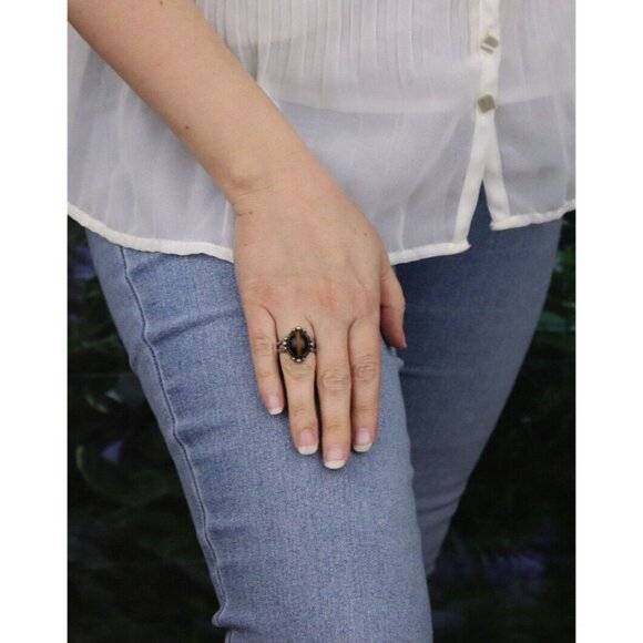 Sterling Silver Tiger's Eye Ring Size 7 - Picture 4 of 7